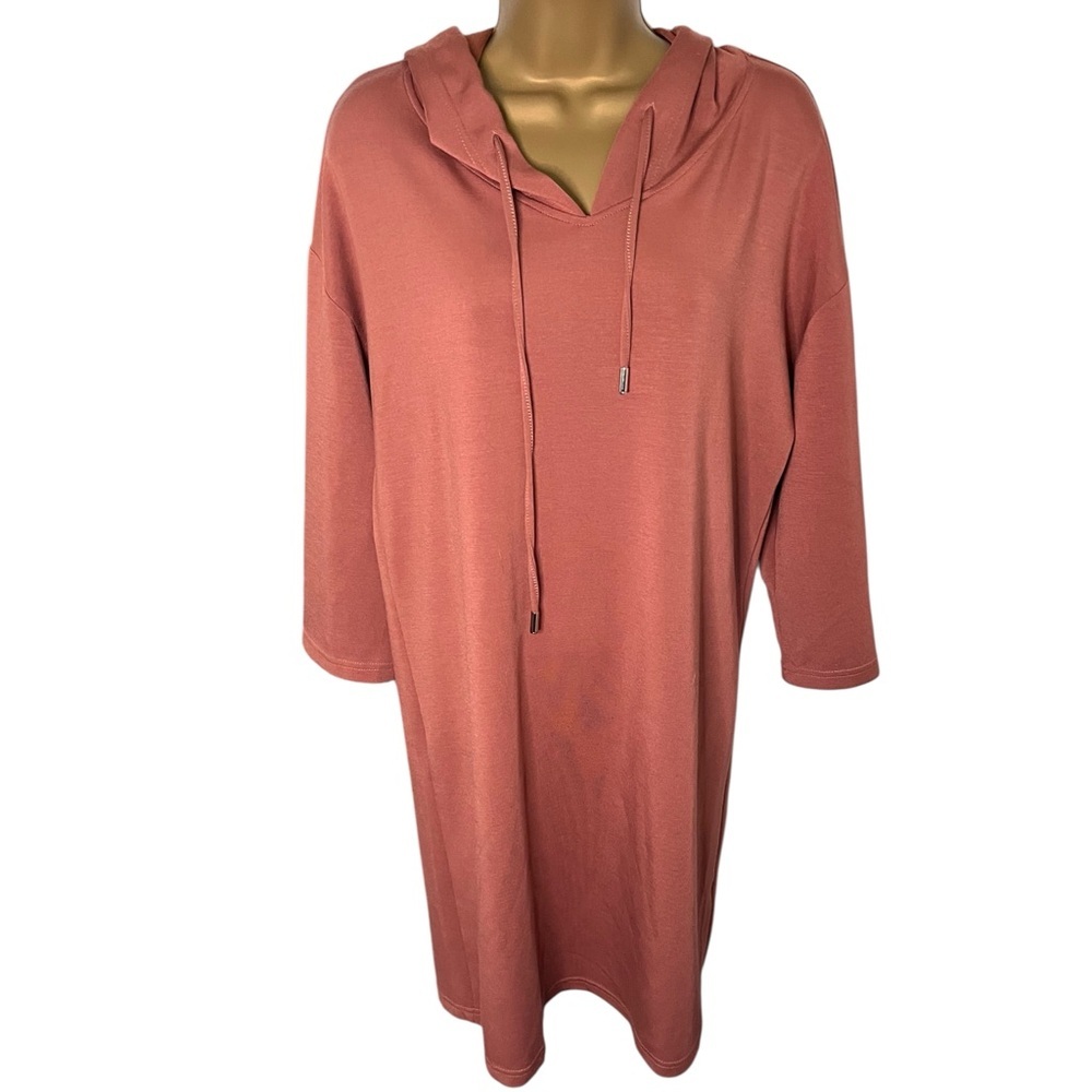 Cynthia Rowley Hoodie Sweatshirt Dress Lightweight Stretch Rust M